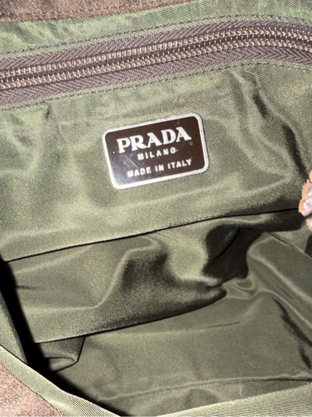 Authentic Prada Brown Satin Shoulder Bag with Braided Leather Straps - Picture 6 of 8